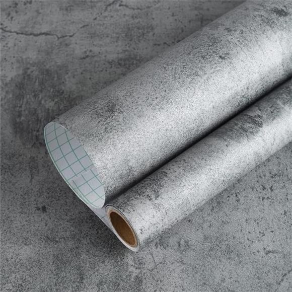 Concrete Wallpaper Roll Peel Grey Contact Paper Vinyl, Dark Gray, 354 x24 Inch - Picture 2 of 8
